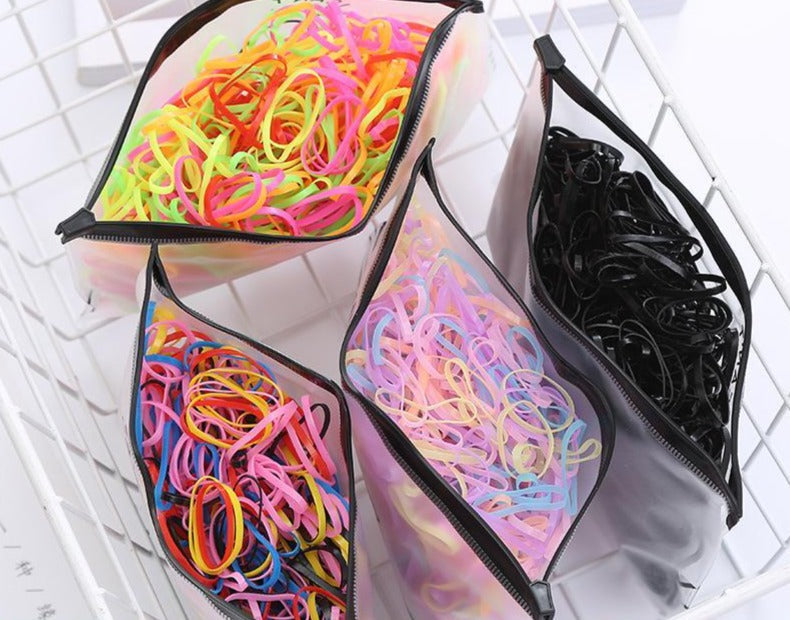 500 Peças de Elástico De Cabelo Feminino Descartável Multicolorido + 500 de Brinde