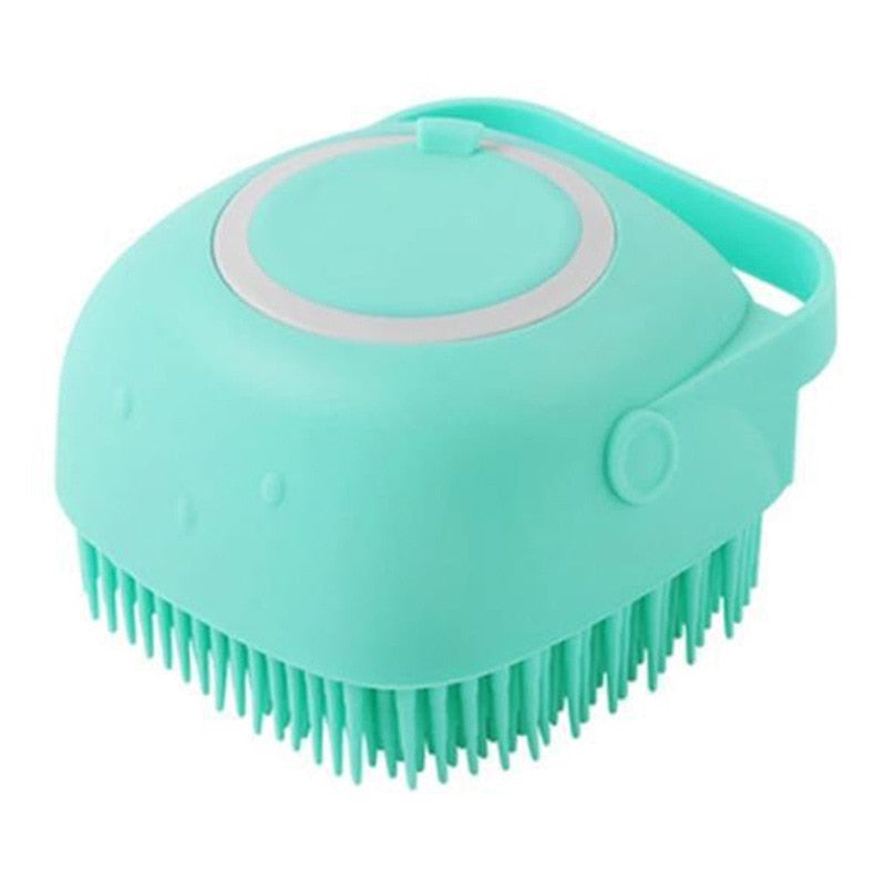 Escova em silicone porta shampoo para pets