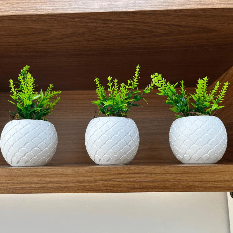 Kit 3 Unidades Decorados Com Folhagens Artificiais