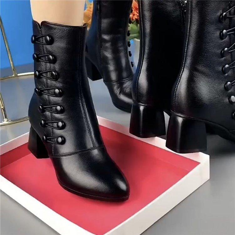 Botas de couro ultra-confortáveis com fechamento por zíper lateral