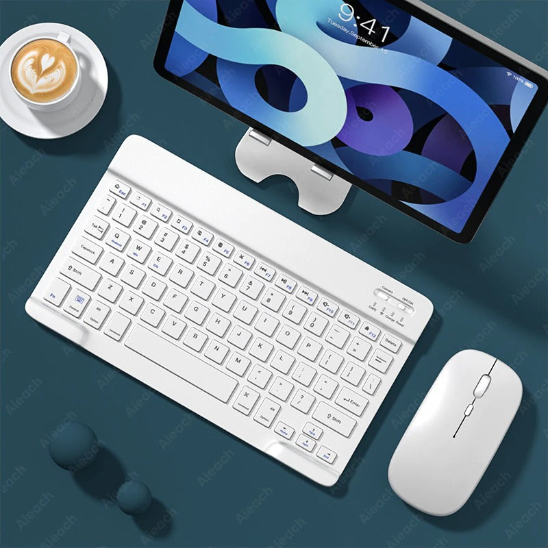 Kit Com Teclado e Mouse Sem Fio Para Celular, Tablet e PC