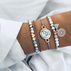 Conjunto de Pulseiras Estilo Múltiplo C/ Pedras - Diversos Modelos